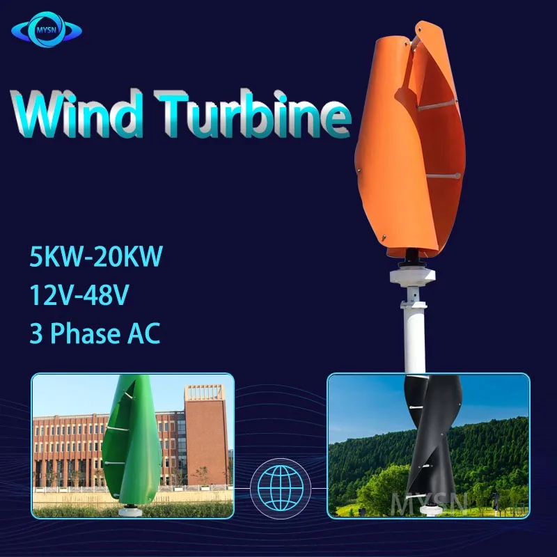 

Wind Turbine Generator with Off-Grid System 10KW 15KW 20KW High Quality 12V 24V 48V with Complete Kit MPPT Charger for Home Use
