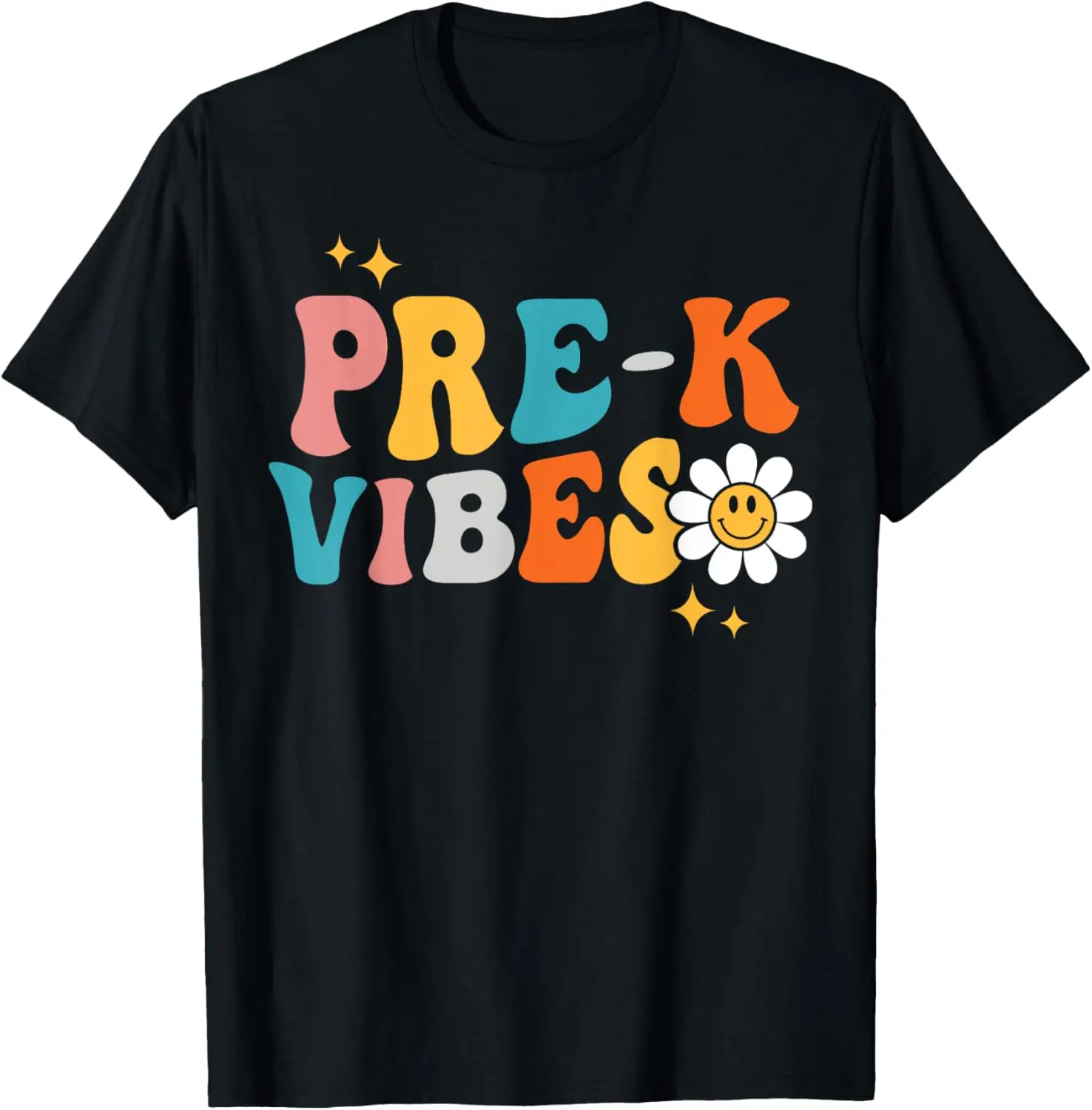 Pre-K Vibes Groovy T-shirt pour enfants, retour à l'école, premier jour des enseignants