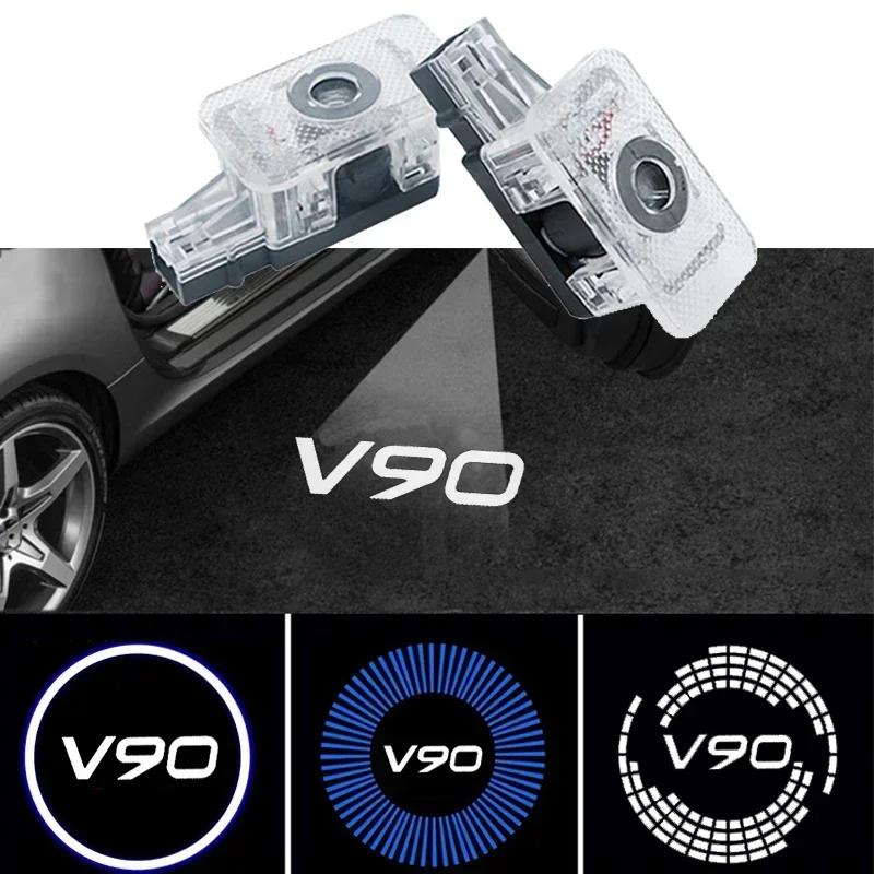 2Pcs For Volvo V90 Emblem 2016‑2024 LED Car Door Welcome Light Auto Courtesy Ghost Shadow Projector Atmosphere Lamp Accessories