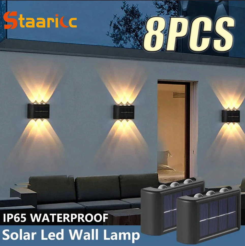 

Solar Wall Lamp Outdoor Waterproof Solar Powered Light UP and Down Illuminate Home Garden Yard Decoration Outside Sunlights
