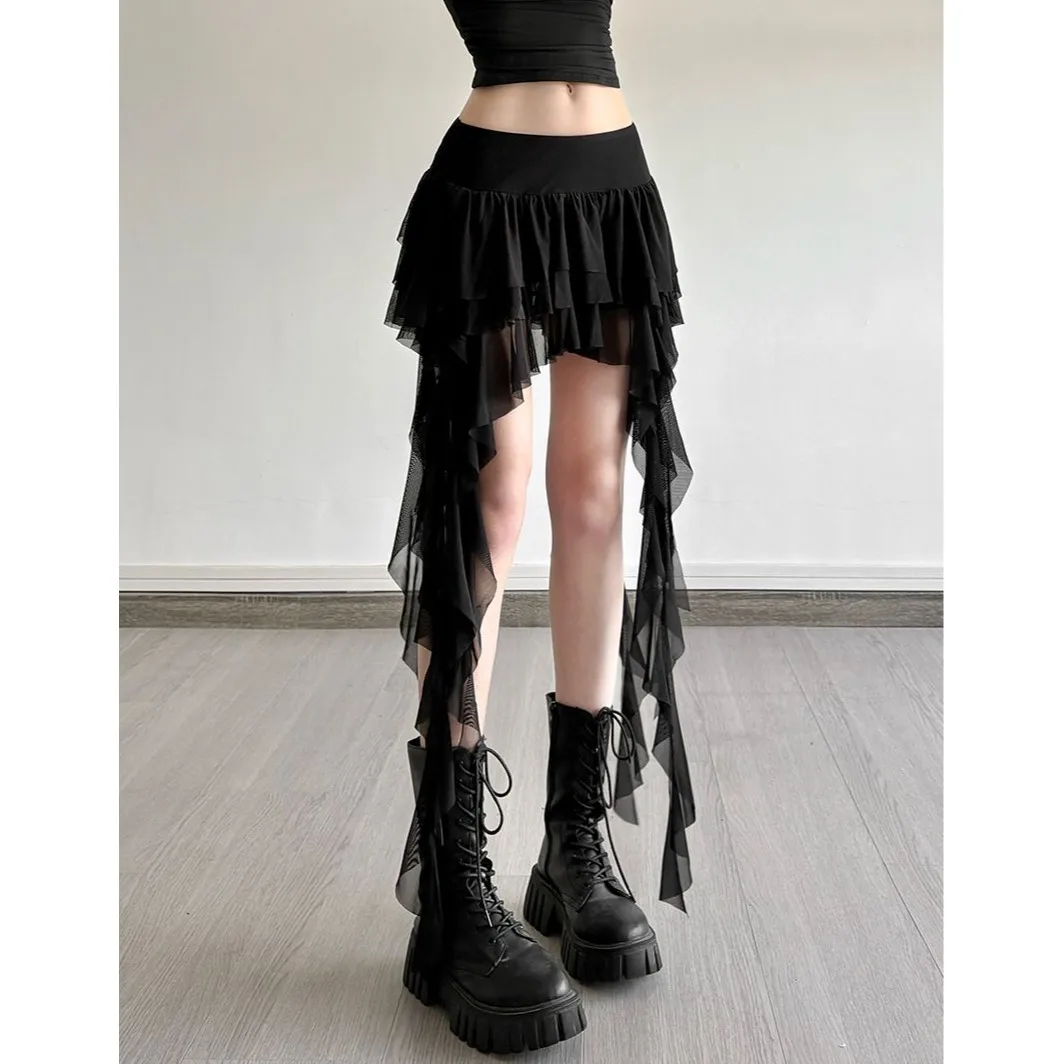 Millennial Sexy Girl Style High Waist Slimming Asymmetrical Half Skirt Fashionable Casual Women's Patchwork Slim Fit Skirt