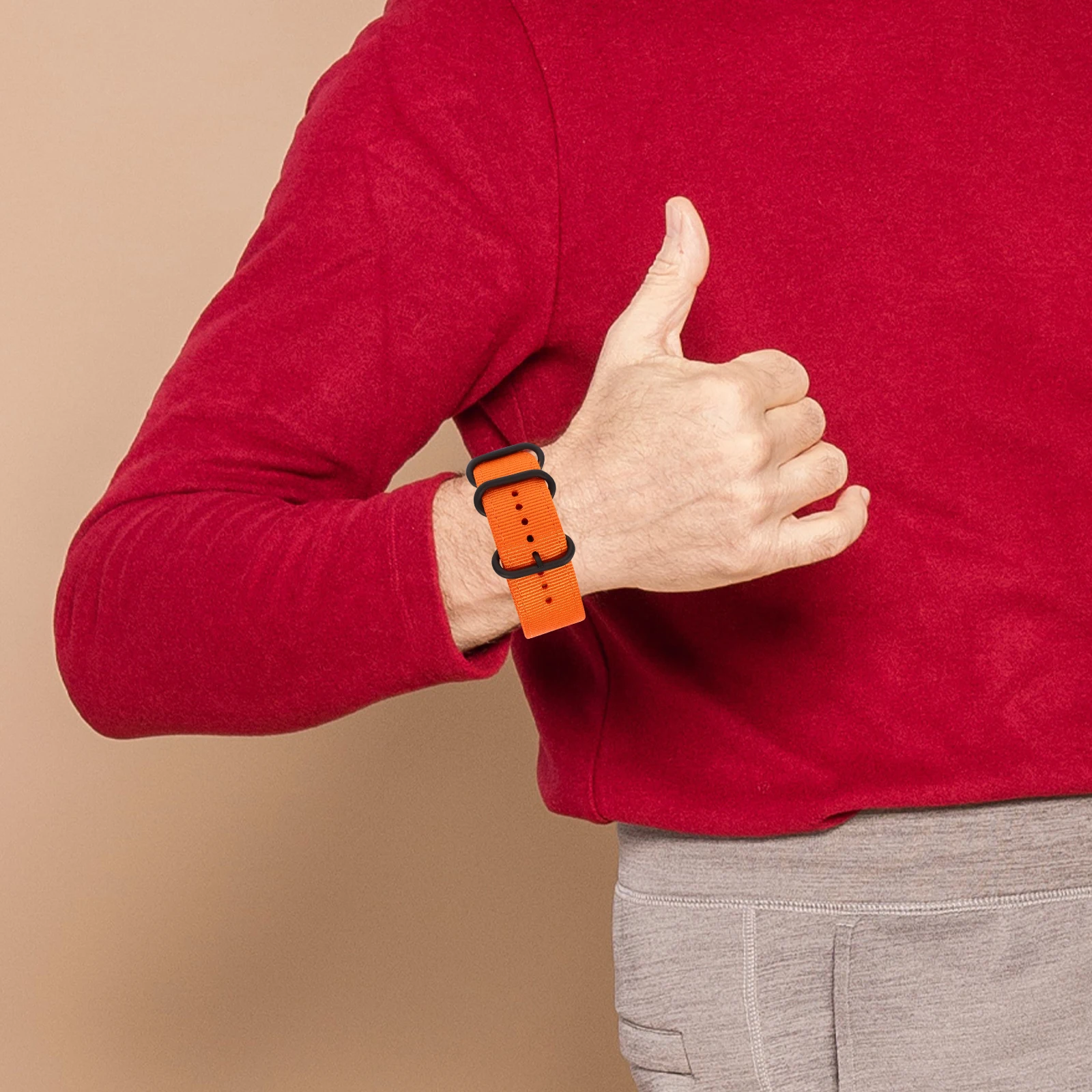 

24mm Watch Strap Webbing Durable 2-Joint Nylon Watch Band Wristband for Watch Replacement (Orange with Black Buckle)