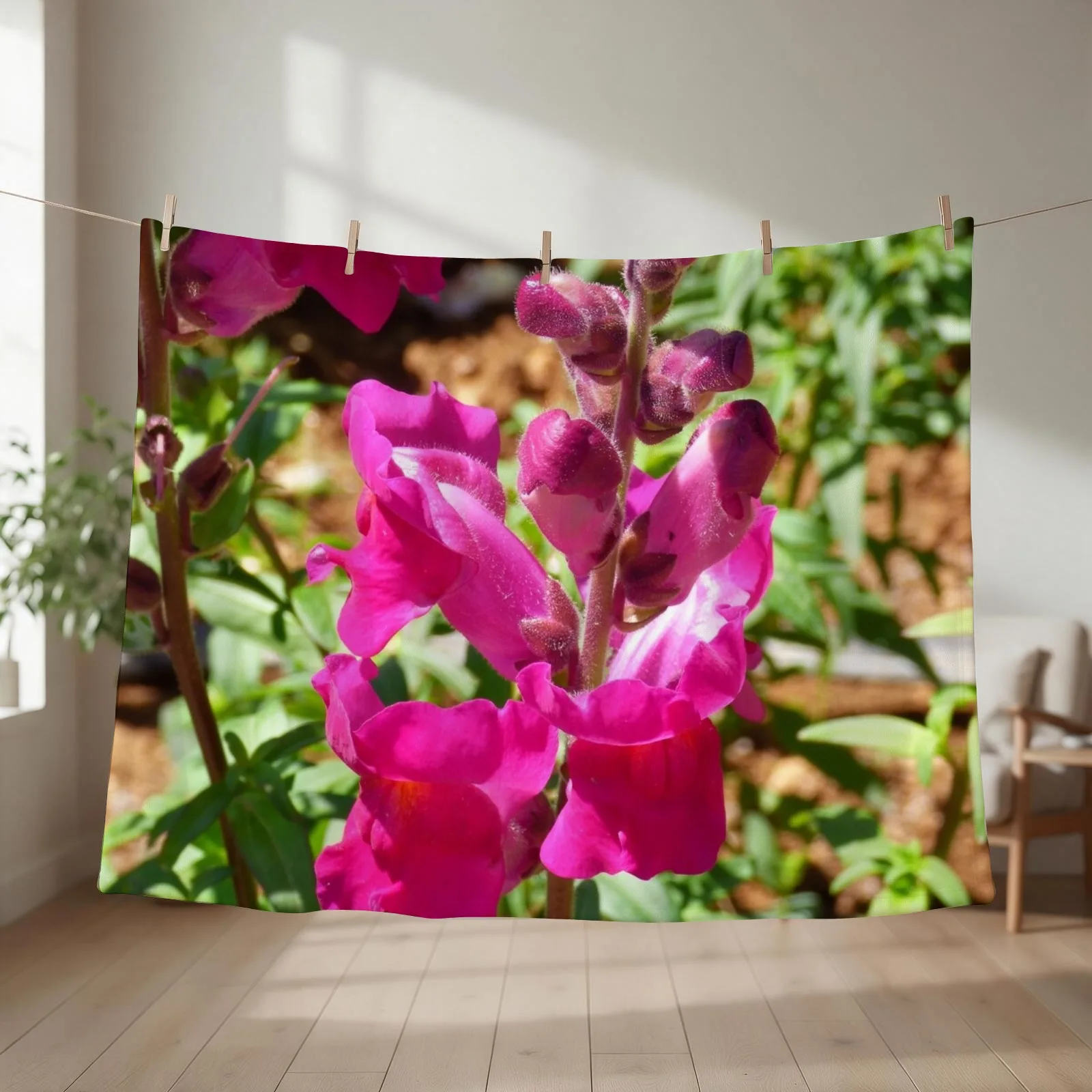 Snapdragon pink flowers Throw Blanket Shaggy Luxury St Soft Plush Plaid Sofas Blankets