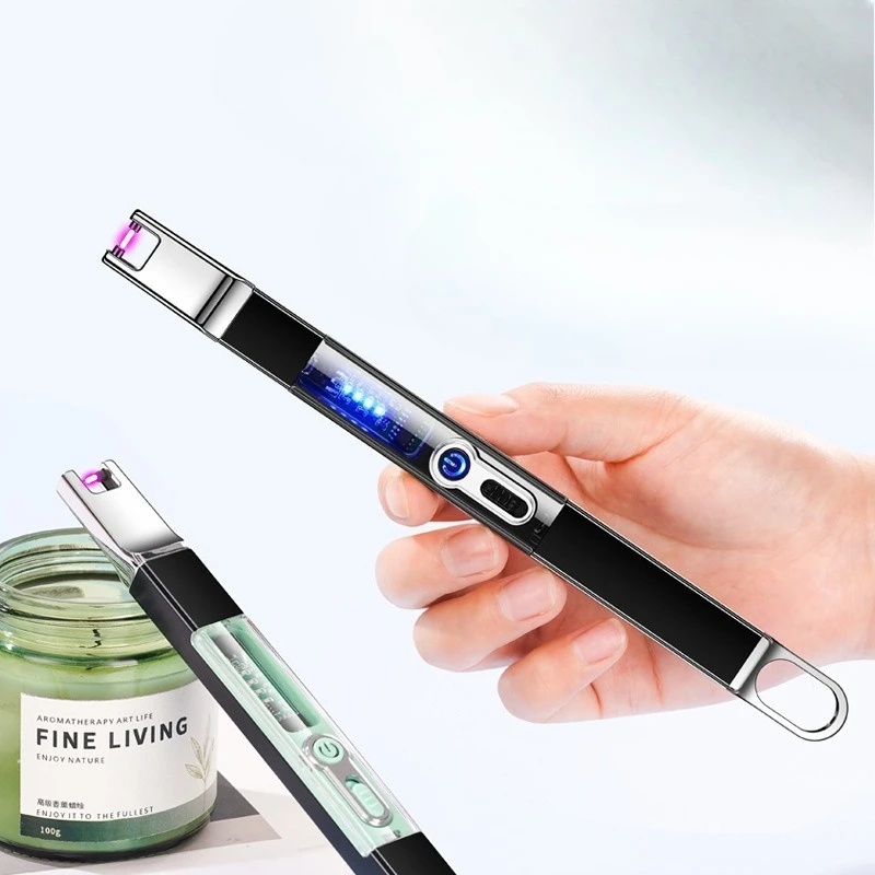 USB Rechargeable Igniter with Transparent Window, Candle Gas Stove Lighter, Windproof Plasma Ignition Stick for Home & Camping
