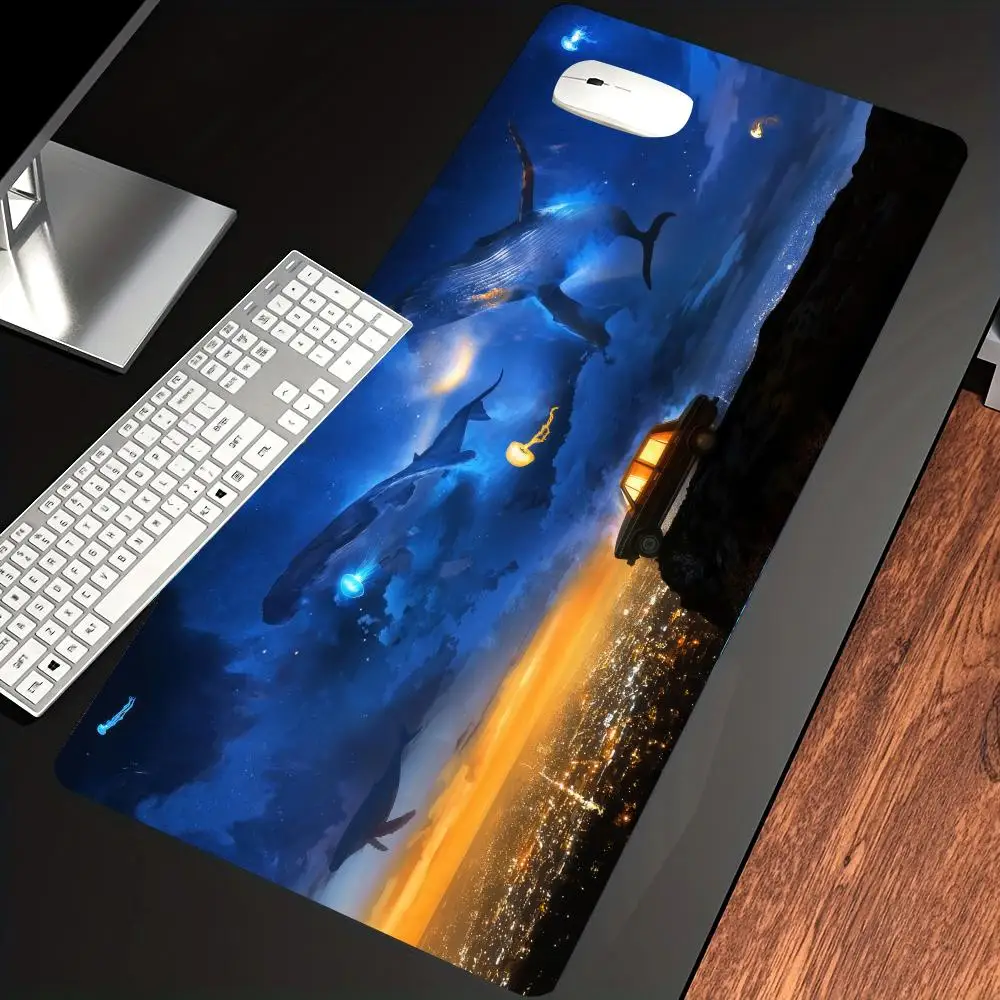 

HYBXAXC Whales in Clouds & Galaxy Train Fantasy Gaming Mouse Pad Desk Cute HD Desk Extended Gaming Keyboard Mats Large XXL Gamer