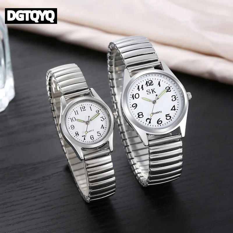 Fashion Simple Arabic Dial Luminous Pointer Couple Quartz Watch Elastic Band Women Wristwatches reloj para mujer часы мужские