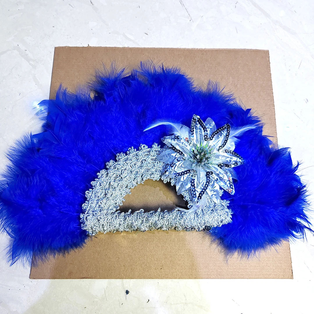 

1pc African Eventaille Mariage Fan Turkey Feather Fan and Gold Handle Nigerian Dance Bridal Fans for Wedding