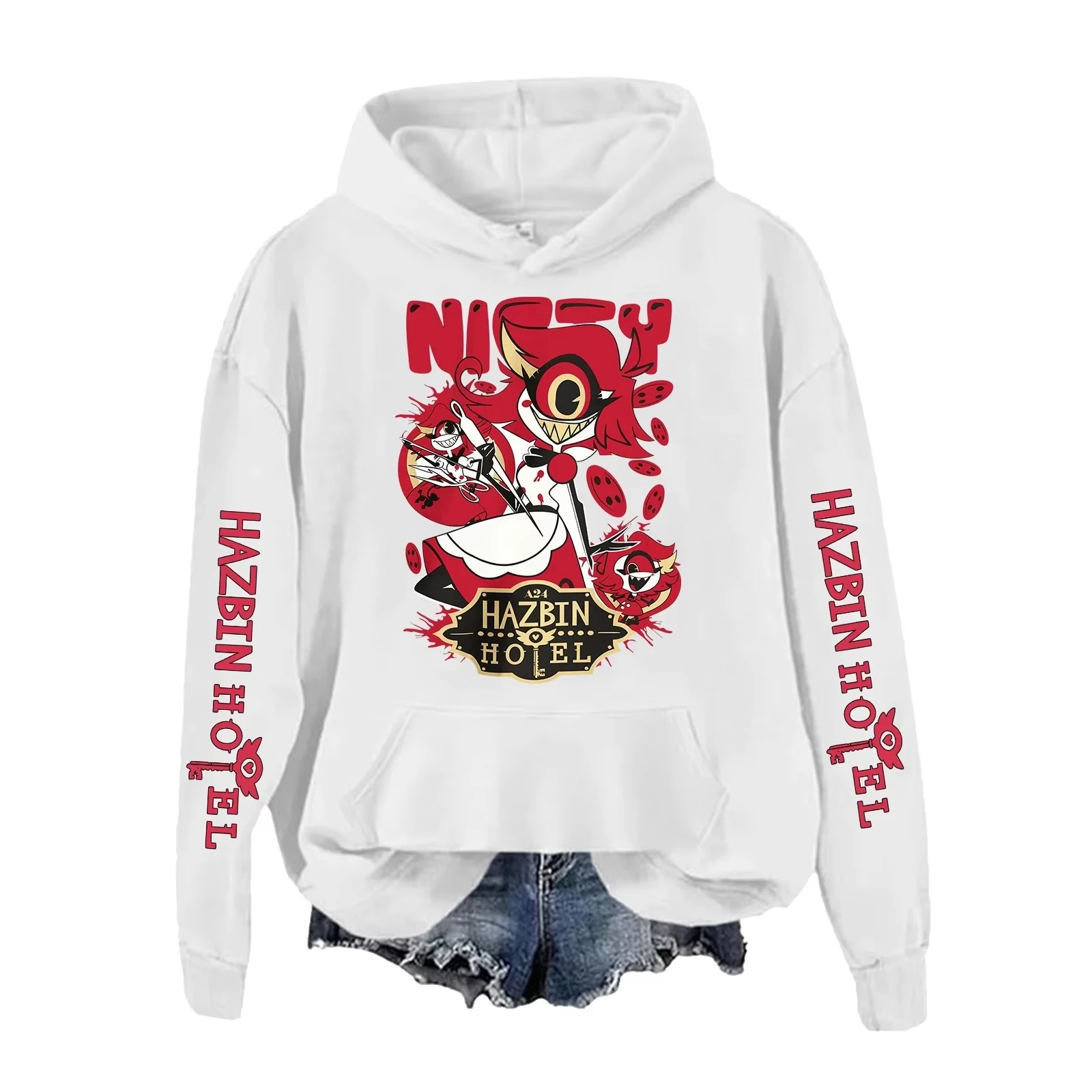 Hazbin Hotel New Model Oversized Unisex personality Clothes hoodies sweatshirt Sports Graphic Short Sleeves Classic Couples soft