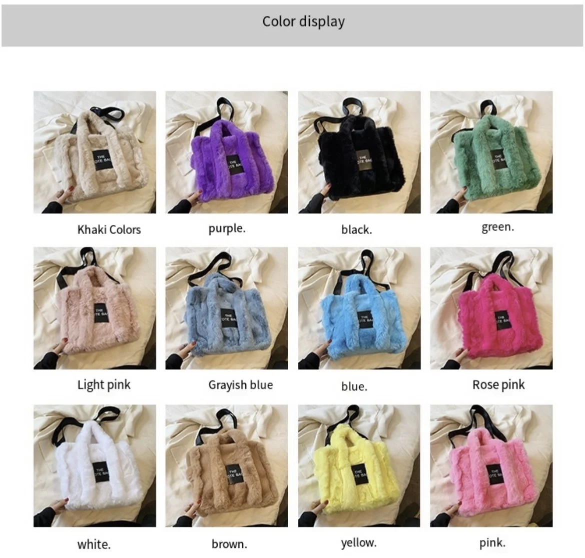 JIAERDI Casual Fur Tote Bag For Women Luxury Handbag  Autumn Winter Plush Messenger Bag Harajuku Aesthetic Shopper Bag Female - view 6