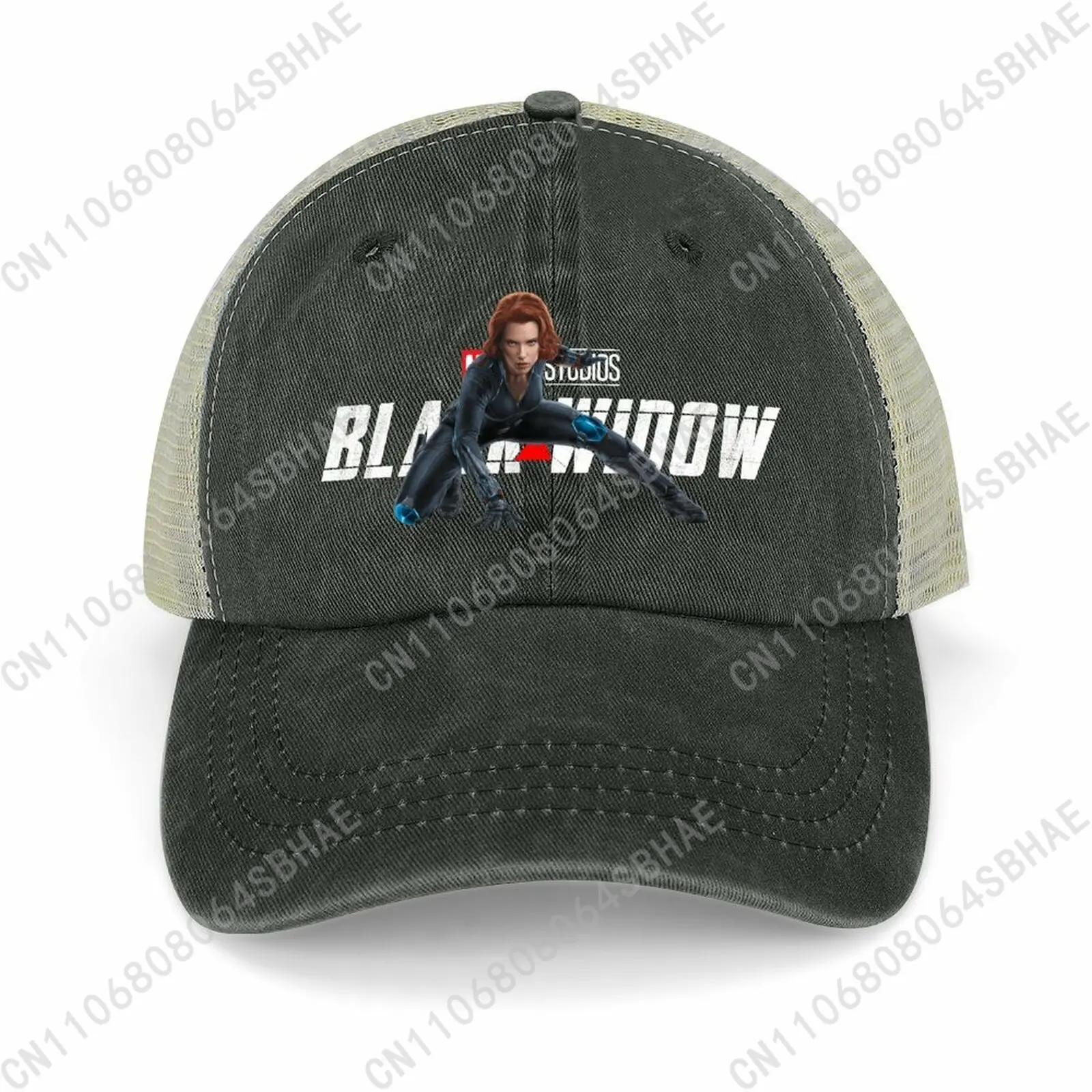 

Marvel Black Widow Mesh Cowboy Hat Hollow Ventilated Summer Cap Men Women Outdoor Sun Hat Adjustable Strap Custom Cosplay