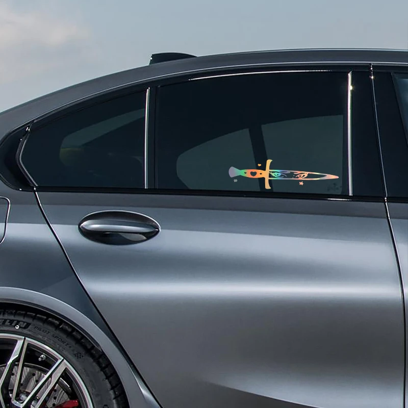 Kawaii Anime Eyes Knife Car Sticker Decoration Auto Parts Window Laptop Stickers Cartoon Senpai Dagger Waterproof Vinyl Decals