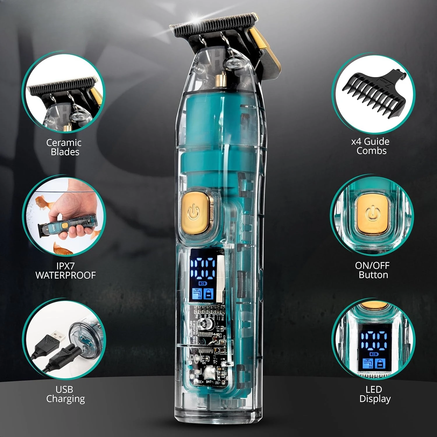 2026 New Upgrade Beard Trimmer For Men Rechargeable Cordless Hair Clippers - IPX7 Waterproof - 180 Min Battery - Precision C