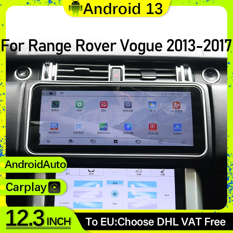 

Android 13 12.3“ Fixed screen Car Radio Multimedia Stereo Player Wireless carplay For Range Rover Vogue 2013-2017 Auto