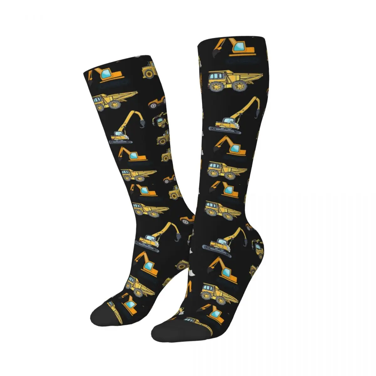 Construction Truck Excavator Socks Harajuku Sweat Absorbing Stockings All Season Long Socks Accessories for Unisex Gifts