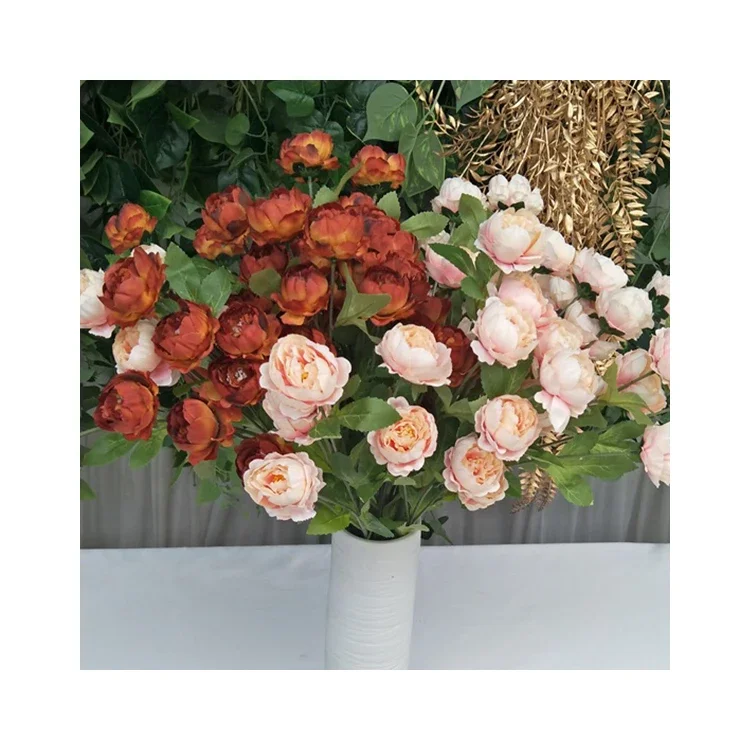 

Valentine Artificial Flowers For Wall Decoration 6 Heads Exquisite Peonies