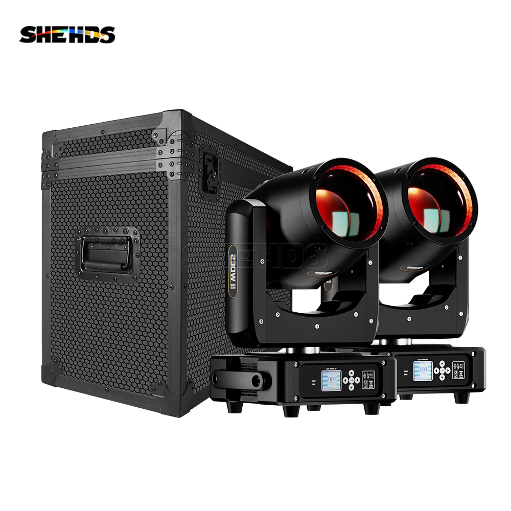 New Arrival SHEHDS 2PCS Bulb MINI 230W 7R Beam Moving Head Lighting with Flight Case Rainbow Wedding Nightclub Theater Disco