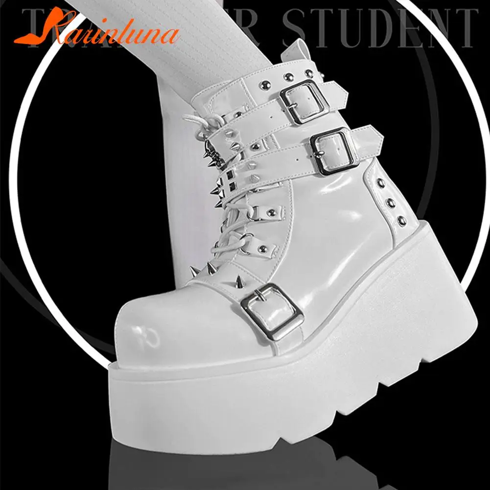 Punk Gothic Style Platform Mary Jean Shoes New Fashion Brand 2023 Spring Summer Round Toe Buckle Sandals Boot Party Role Play