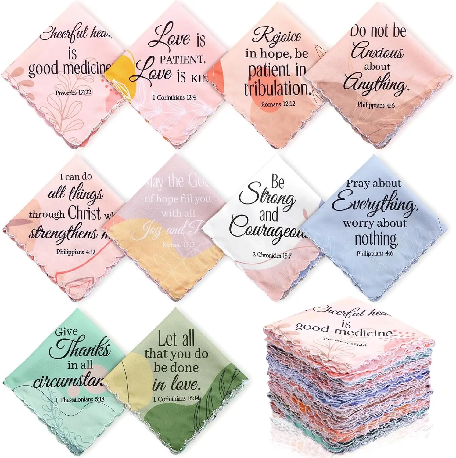 

Christian Handkerchiefs for Mother Day Inspirational Bible Verse Ladies Hankies Religious Church Gift Bulk