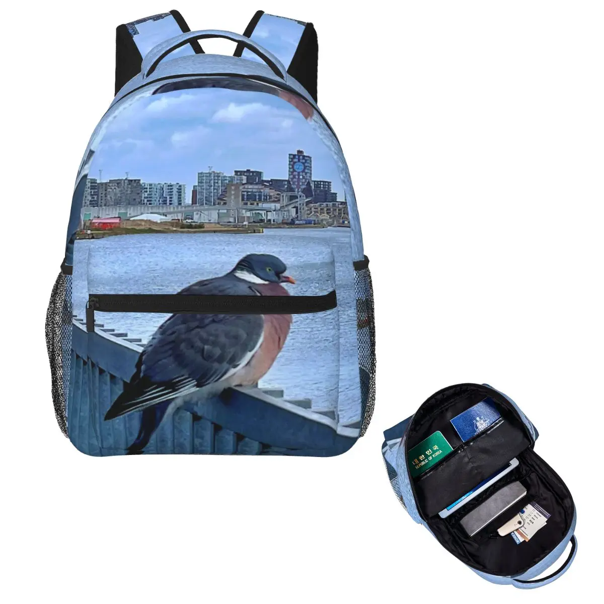 

Pigeon, Panoramic View Of The Aarhus In Denmark Backpack Hot Sale Daypack Large Capacity Boys BookBag School Bag Shoulder Bags