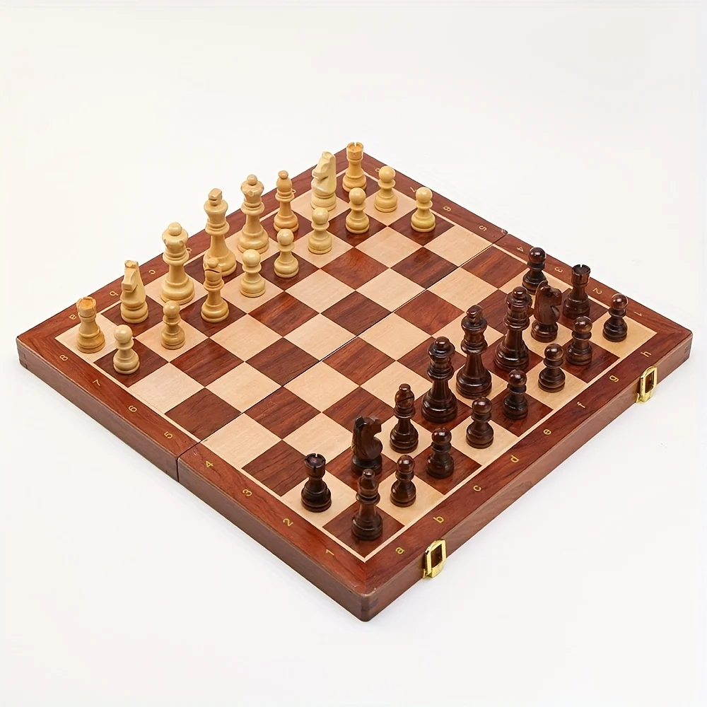 Jeu d'échecs en bois de qualité supérieure, pliable, grand modèle 39 cm/15,35 pouces, pièces en bois massif, échiquier traditionnel classique fait main, jeu de société, cadeau