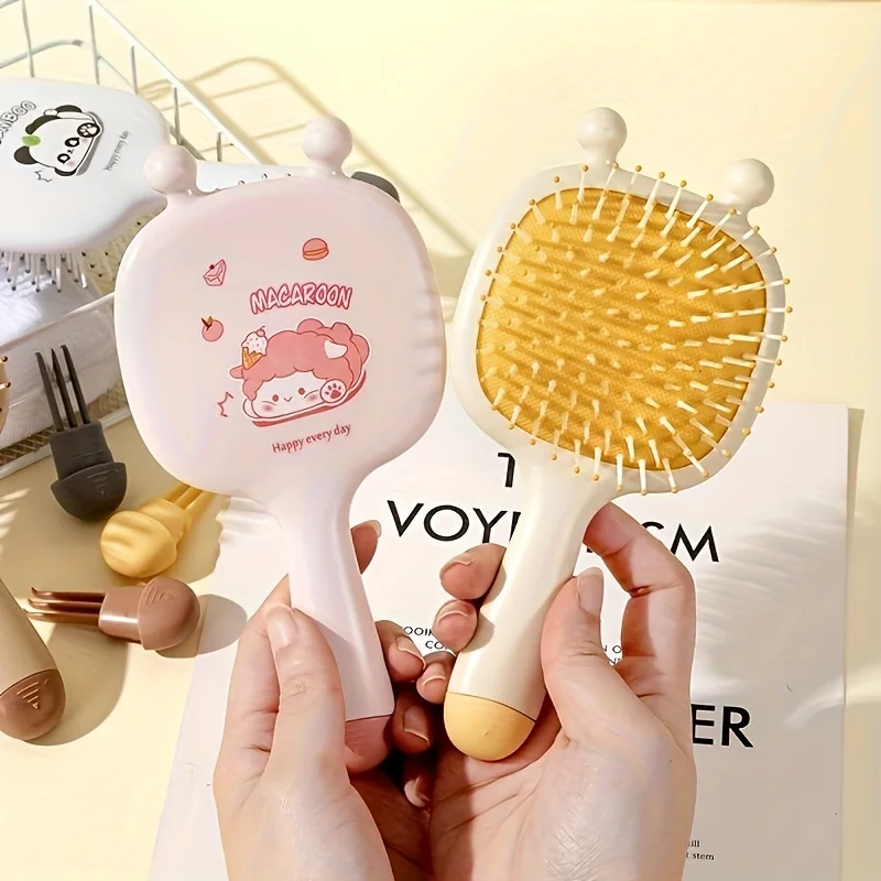 Sandalwood disc hair massage comb, suitable for normal hair, with wooden teeth