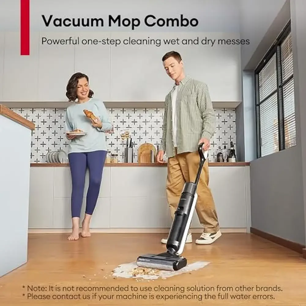 Wet Dry Vacuum Mop Combo Smart Detection Long Runtime Lightweight Dual Tank Design Easy Carry Ceramic Laminate Safe Cleaning