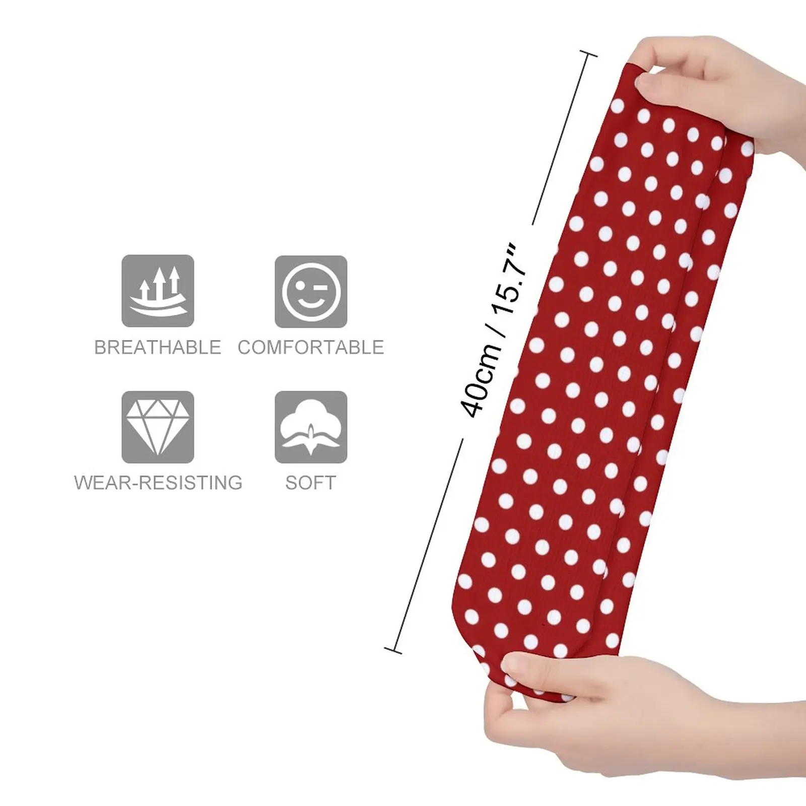 White Polka Dot Stockings Female Dark Red Socks High QualityKorean Socks Cycling Anti-Slip Design Socks Gift