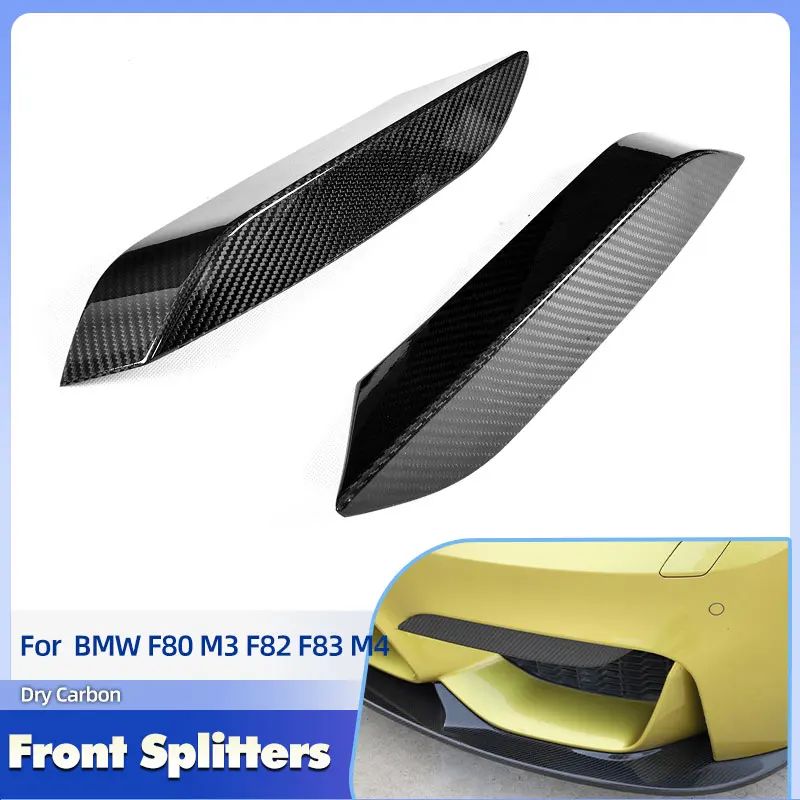 Car Front Bumper Splitters Prepreg Dry Carbon for BMW F80 M3 F82 F83 M4 2014-2019 Front Splitter Fins Vents Trims Body Kits