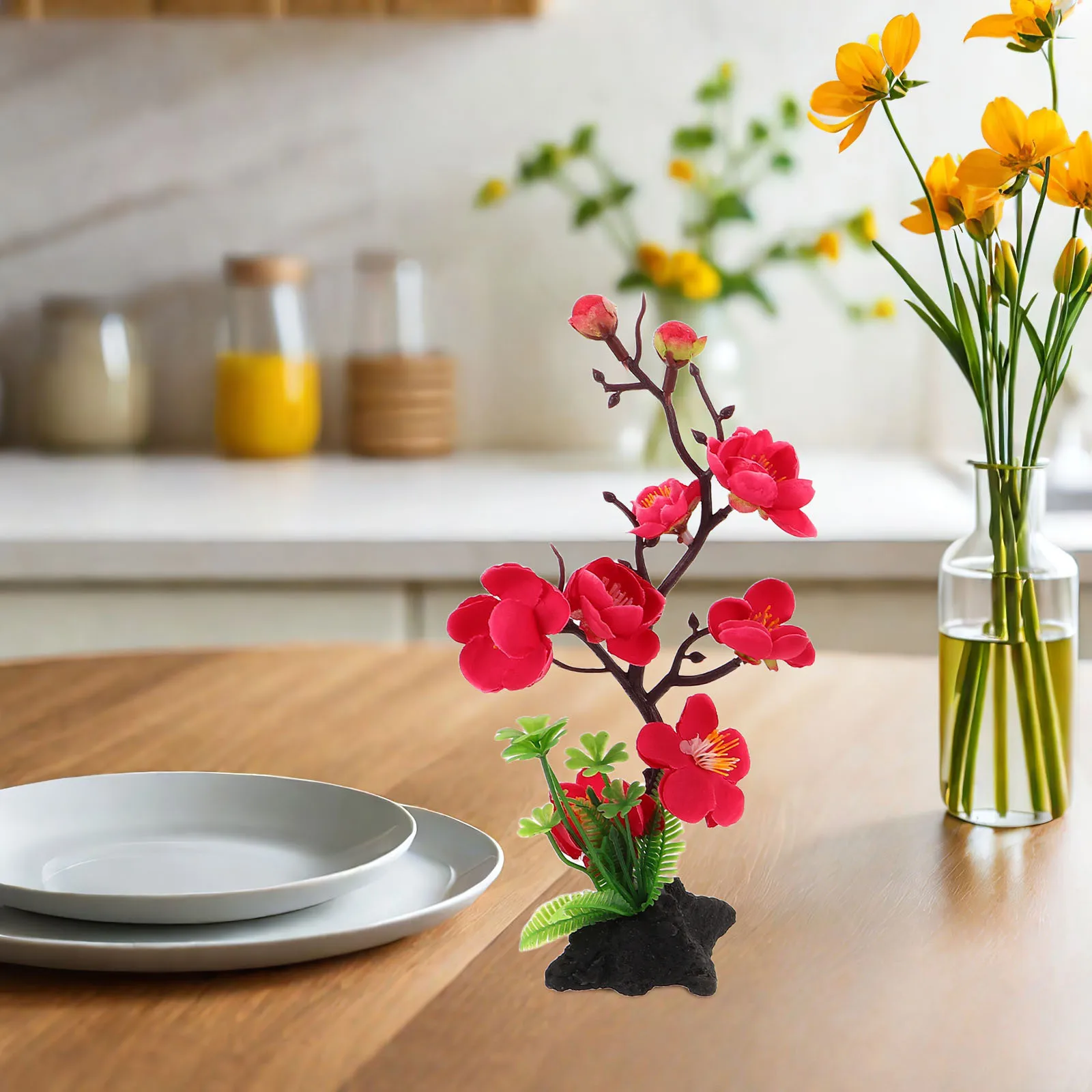 

3pcs Japanese Sushi Plate Decorations Plum Blossom Flower Ornaments For Sashimi Serving Tray Table Centerpiece Dish Decor Fake