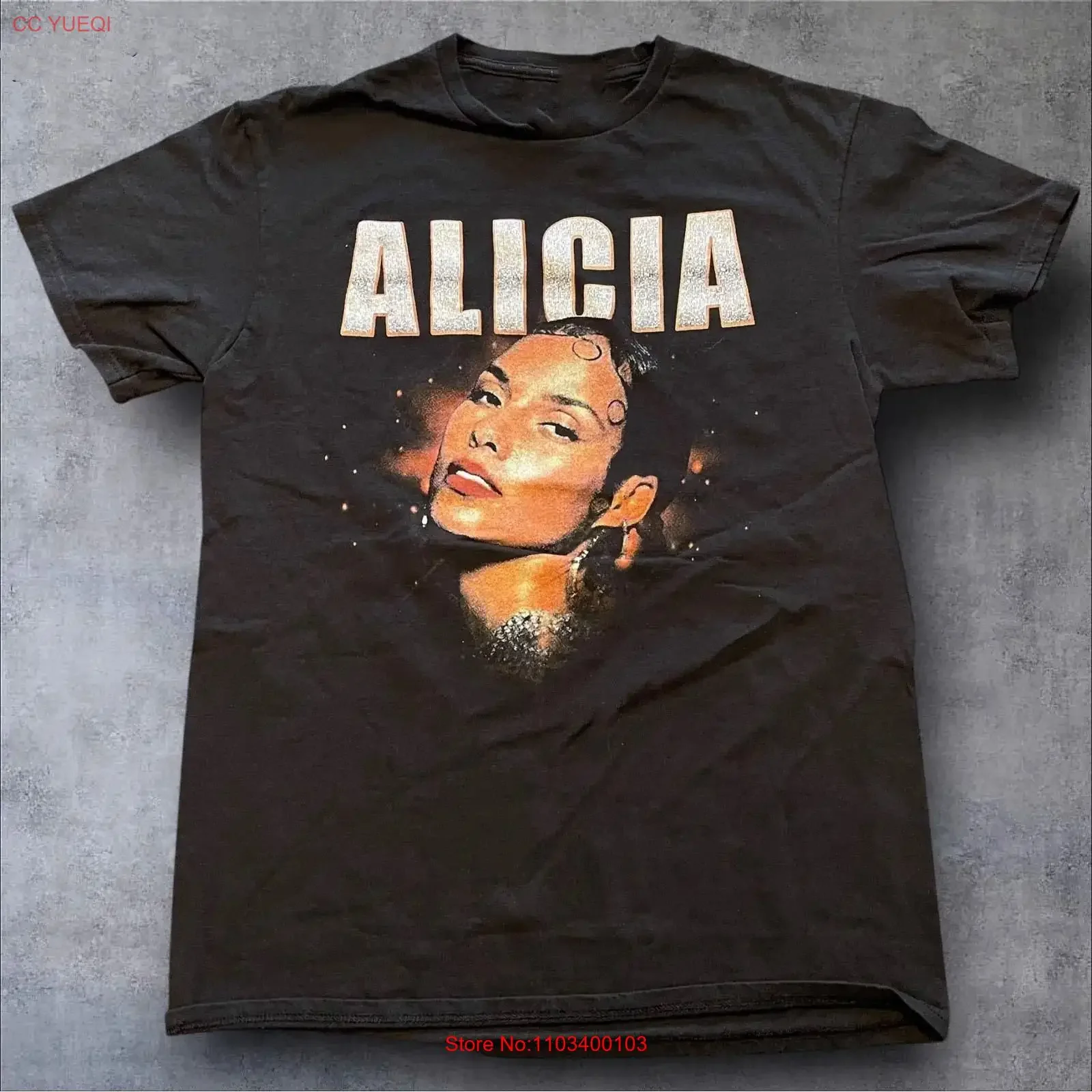 Винтажная черная футболка Alicia Keys для концертов, размеры S-5XL, MQ410, с эффектом потертости, мягкая, с графическим принтом, унисекс, дышащая, универсальная.