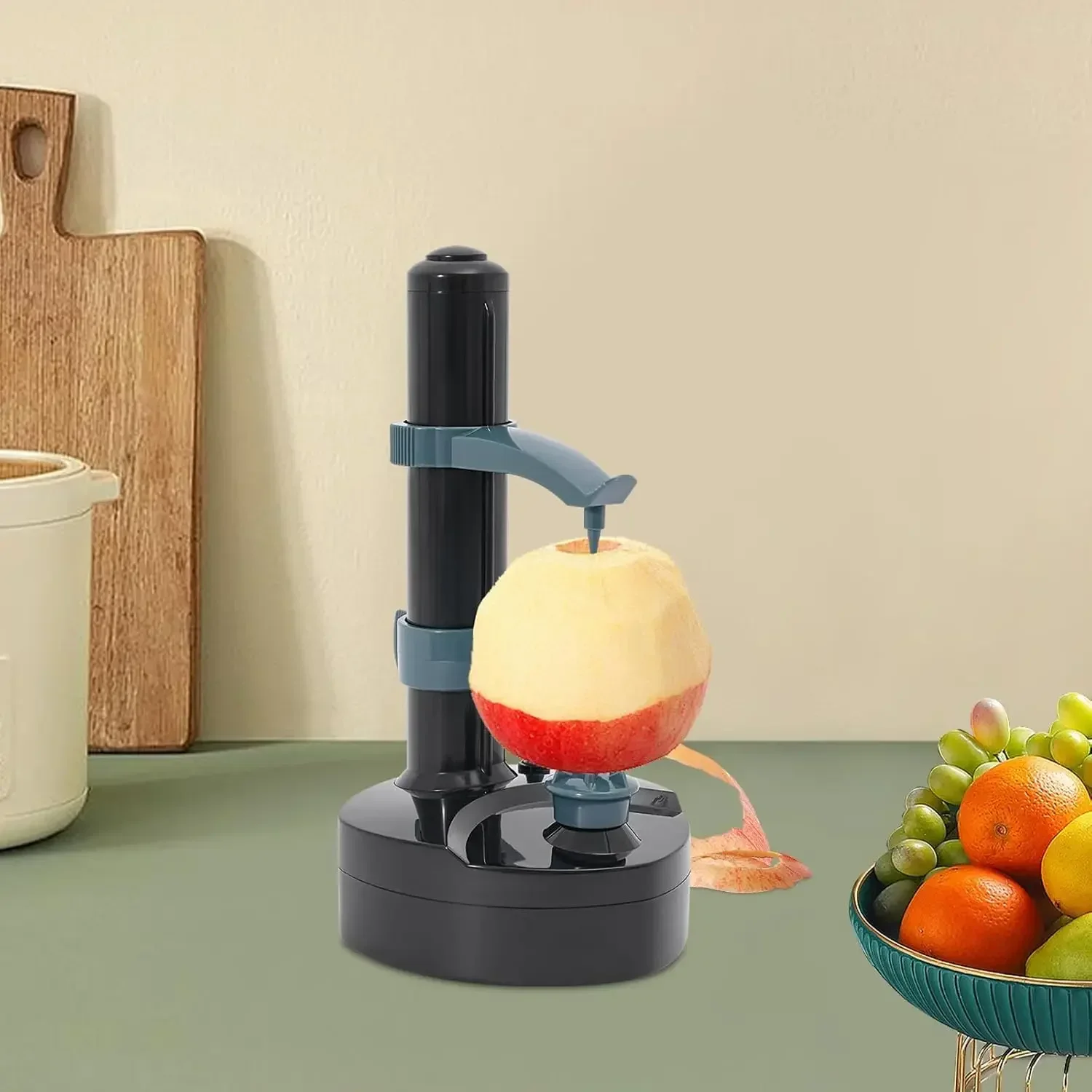 Electric Peeler Automatic Potato Apple Pear Peeler Smart Vegetable and Fruit Peeler Machine Stainless Steel Kitchen Peeling Tool Dual Power with 2 Replacement Blades and 1 Handy Thumb Knife - view 3