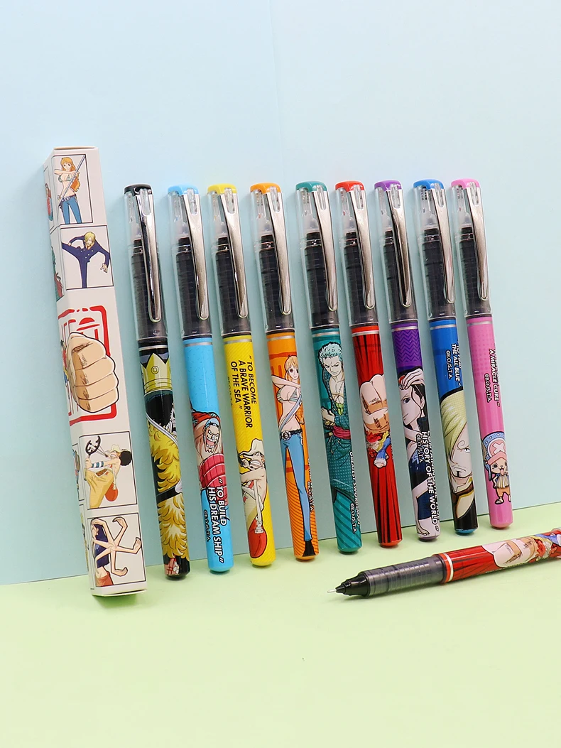 원피스 몽키 D 루피 만화 퀵 드라이 젤 펜 학생용 크리에이티브 블랙 푸쉬 펜 애니메이션 주변기기 문구 선물