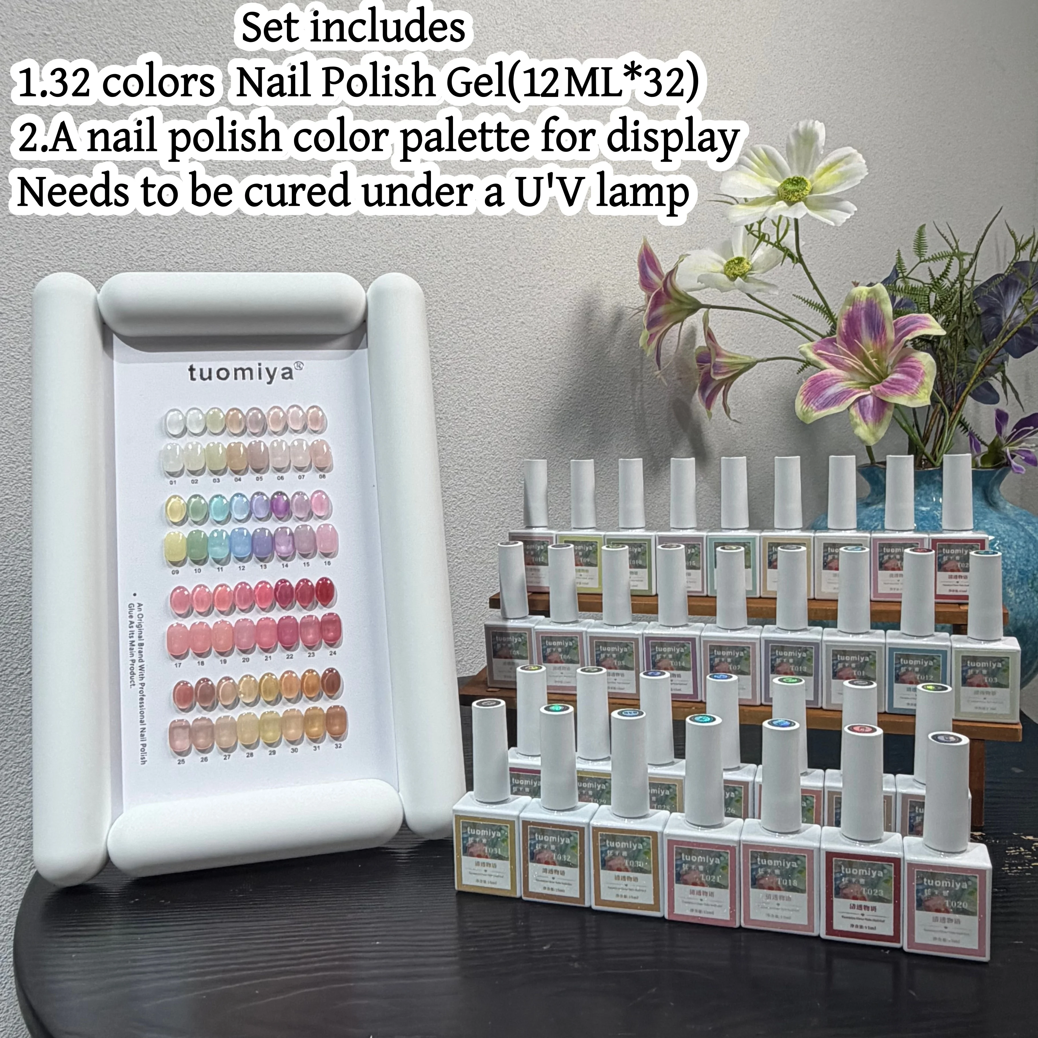 32-Color Clear Nail Art Gel Set, Macaron Dopamine Colors, Rich Palette,  Includes Color Chart, Perfect Gift for Manicure Shops