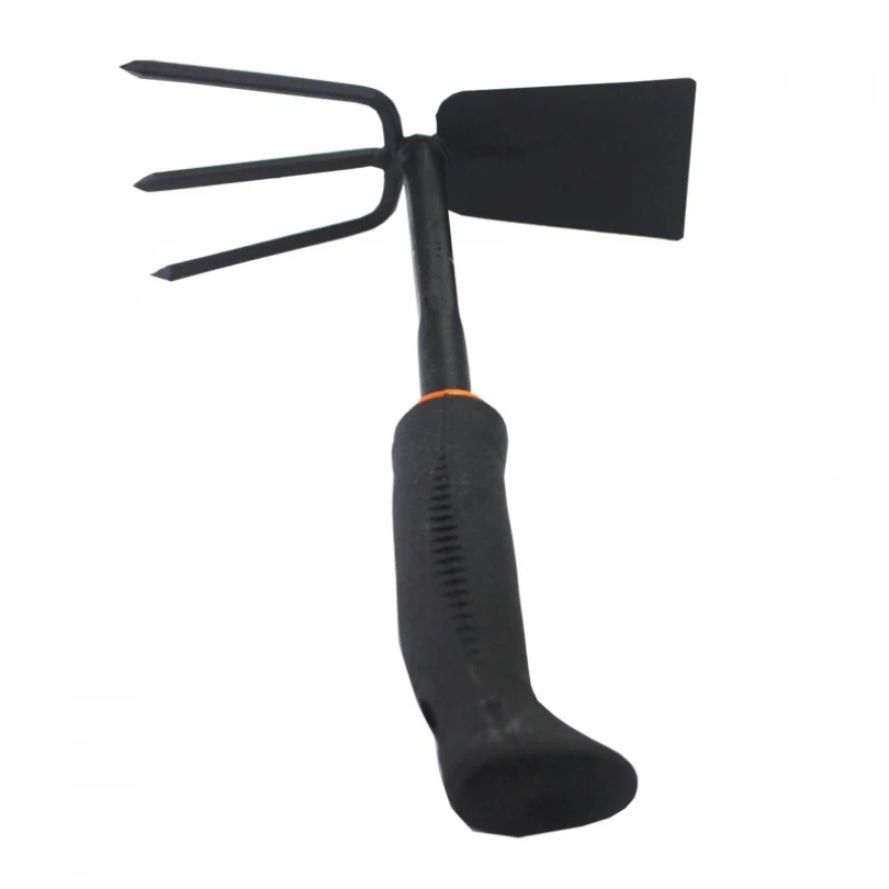 

Thicken Dual Use Small Hoe for Loosening Soil Gardening Tools with Three Tooth Harrow Head, Iron Head Dual Purpose Hoe