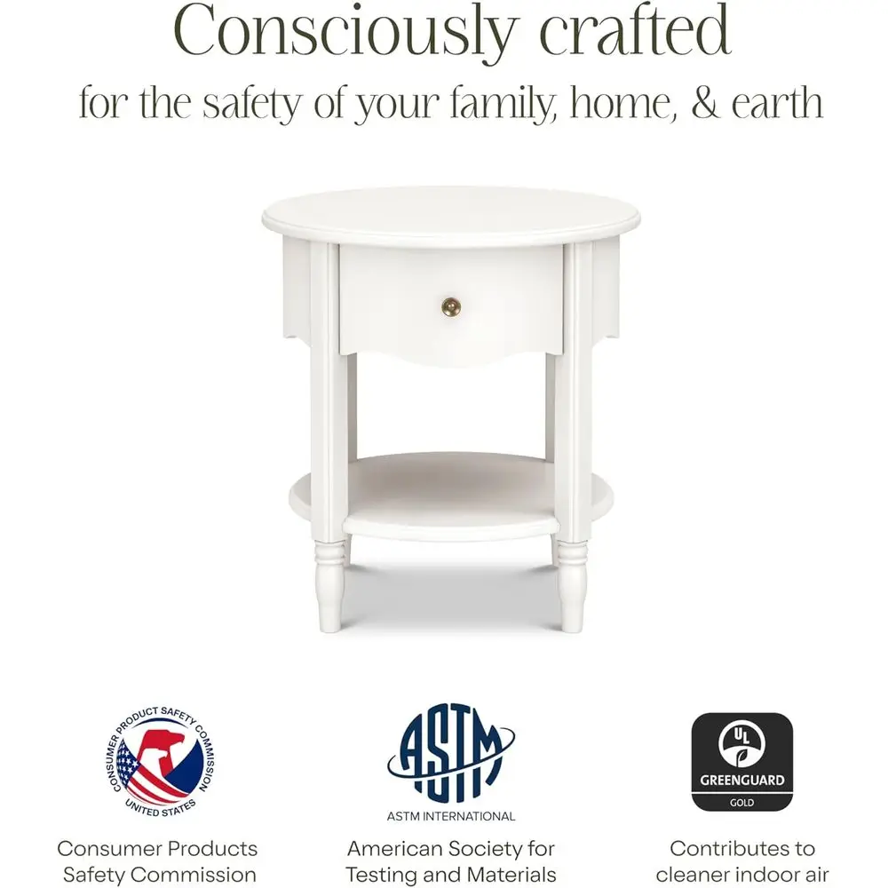 منضدة مجمعة باللون الأبيض الدافئ، معتمدة من Greenguard Gold، منضدة لغرفة الأطفال والرضع، مجمعة بالكامل