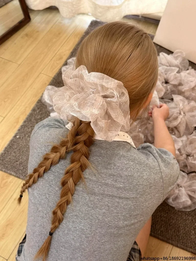 Large Intestine Hair Band! French Style with Broken Diamonds, Temperament Atmosphere, Super Fairy High-end Hair Accessories