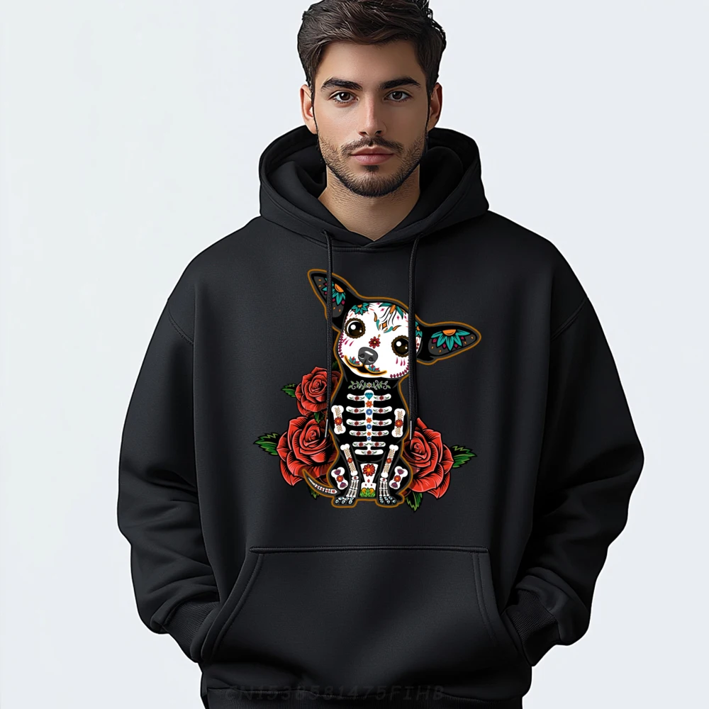 

Calavera Chihuahua Playful Colorful Cute Dia De Los Muertos Fashion Hoodies Men High Quality Funny