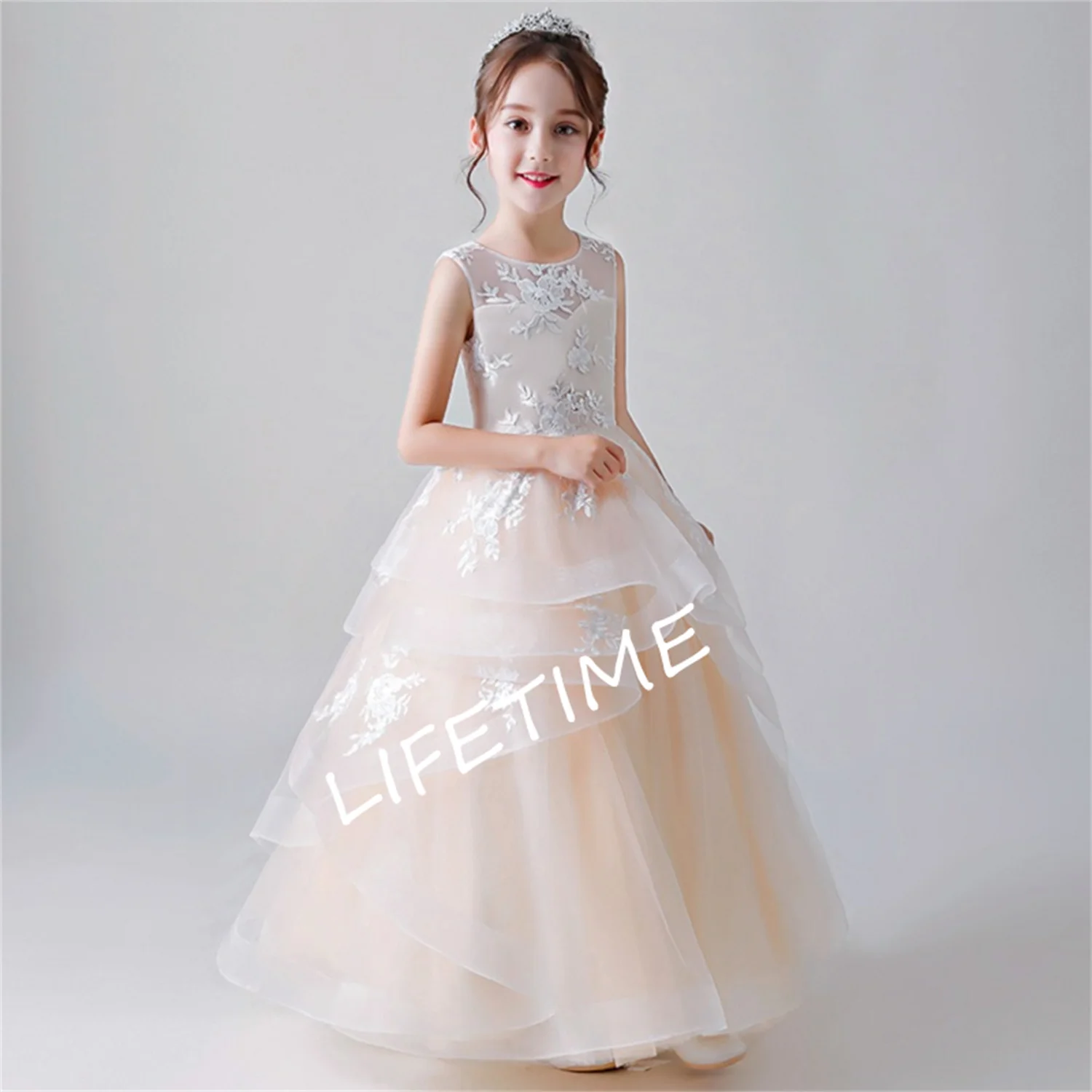 Tulle Flower Girl Dresses For Wedding and Party Long Princess Pageant Dress Junior Bridesmaid Dress Formal Kids Birthday Gown