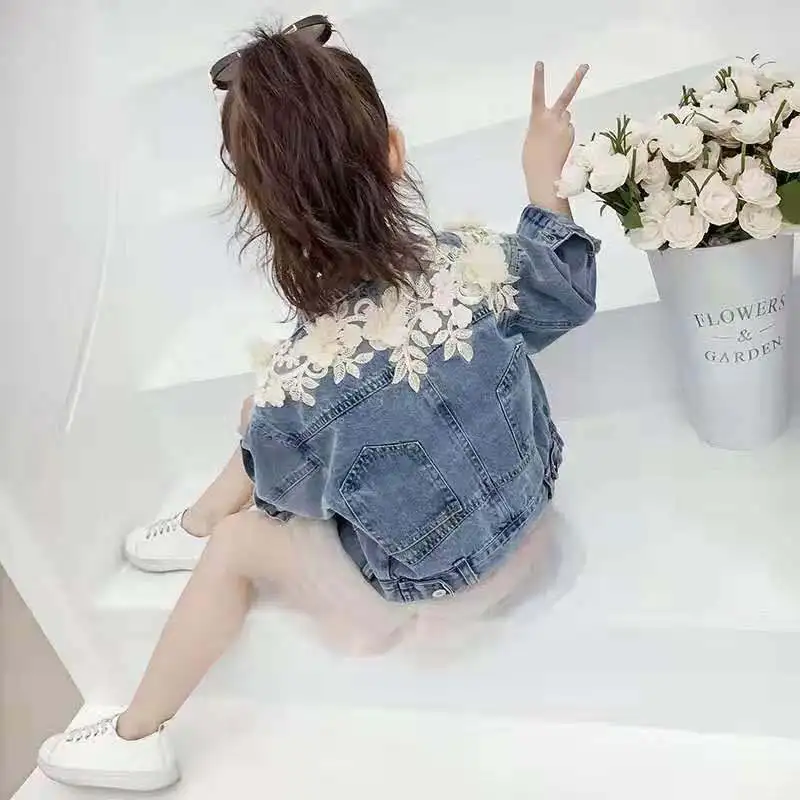 2021 new spring autumn/ summer Girls Kids denim jacket comfortable cute baby Clothes Children Clothing