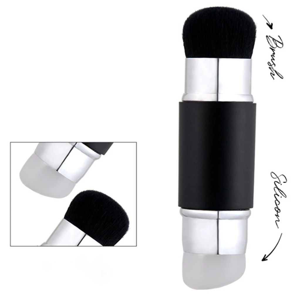 Dual-Ended Silicone Blush Brush Custom Logo Multifunctional Black Package Durable Wholesale Private Label Makeup 2colors Tube