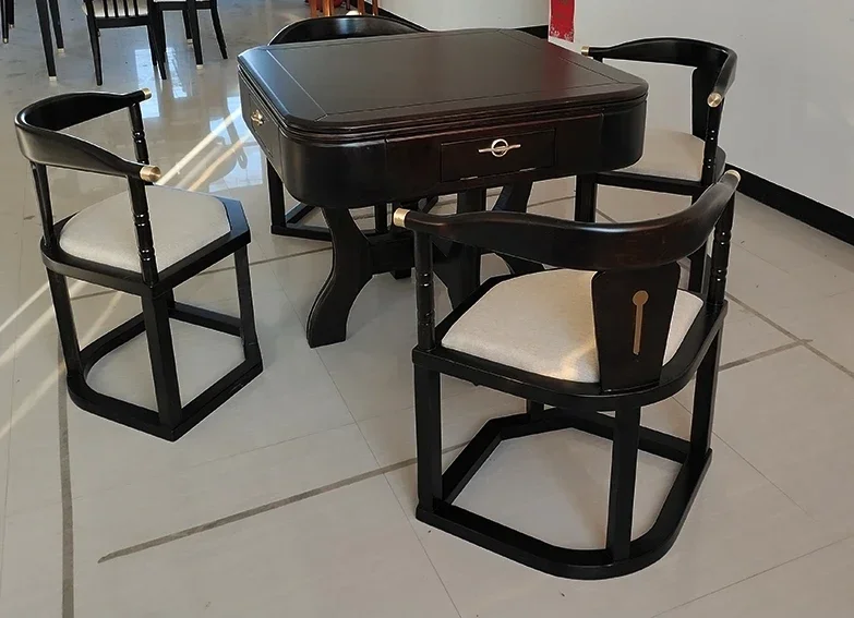 Solid wood mahjong machine dining table dual-purpose automatic multi-function silent four-port mahjong machine