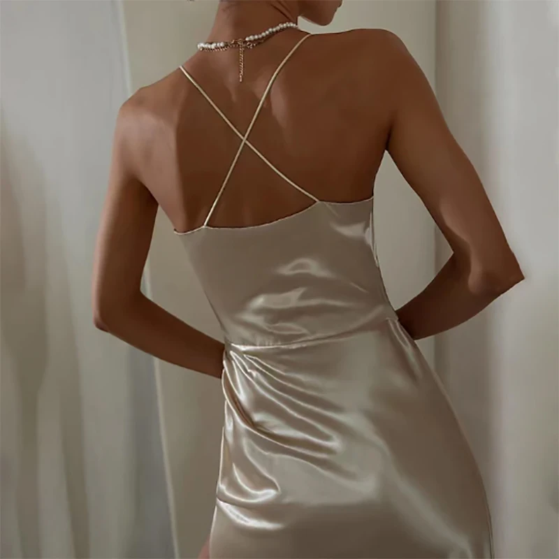 

Sexy Woman Backless Evening Dresses A-line Spaghetti Side Slit Formal Party Prom Customized