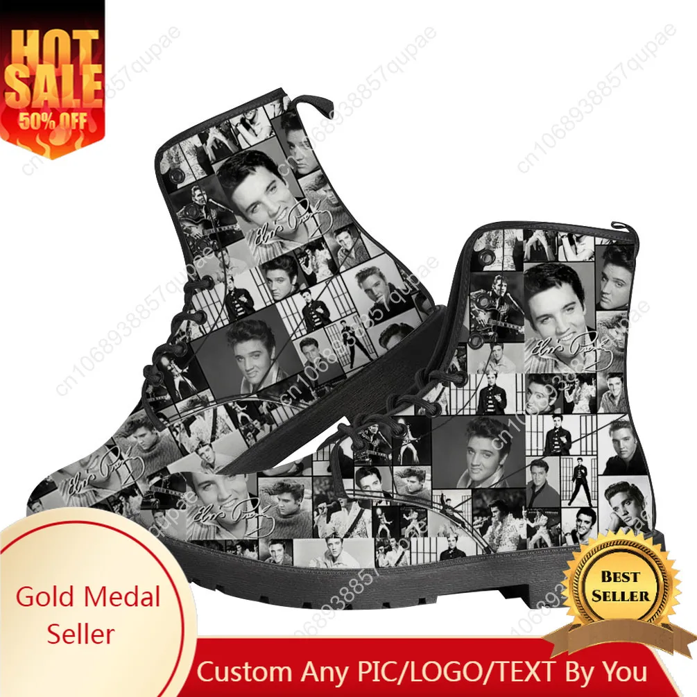 

Elvis Aaron Presley Boots The King Hillbilly Cat Teenager Shoes Casual Boot Outdoor Light High Quality Couple Customize Shoes