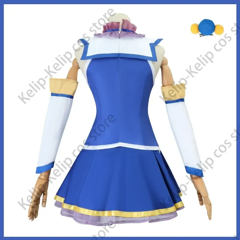 Sn66 anime konosuba bênção de deus neste mundo maravilhoso aqua cosplay traje peruca saia azul uniforme bota mulher sexy kawaw & c @