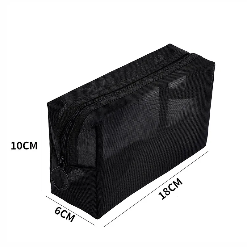 1pcs Fashion Small Large Black Toiletry Bags Makeup Pouch Case Transparent Mesh Zipper Cosmetic Bag Women Necessary Organizer