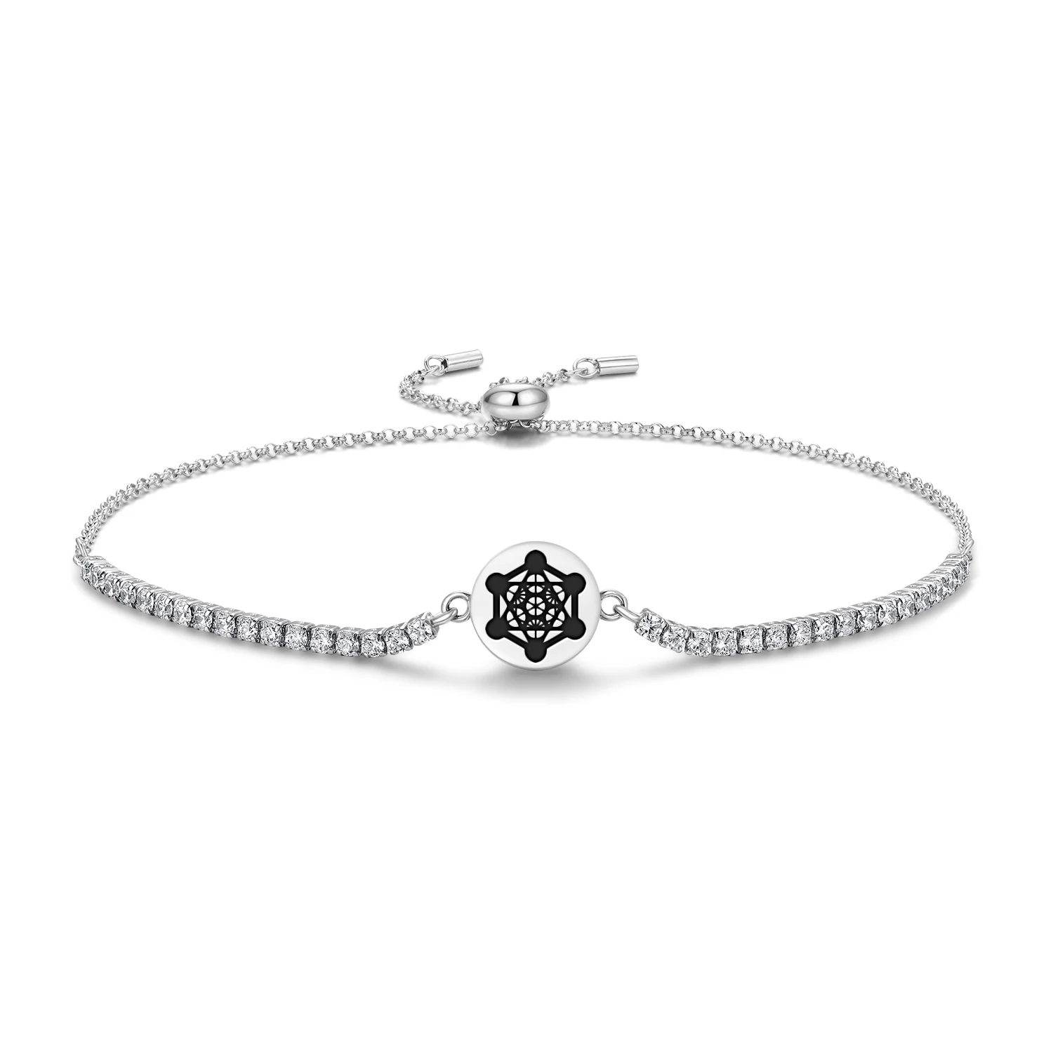 

Sacred Geometry Metatron’s Cube 925 Sterling Silver Charm Zircon Bracelets Diy for Jewelry Womens Accessories