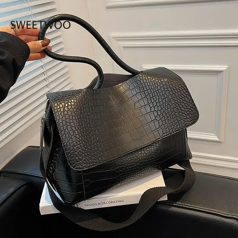 Designer Crocodile Pattern women handbag Large Capacity Shoulder Bags for female 2021 Casual Totes Pu Leather messenger bag