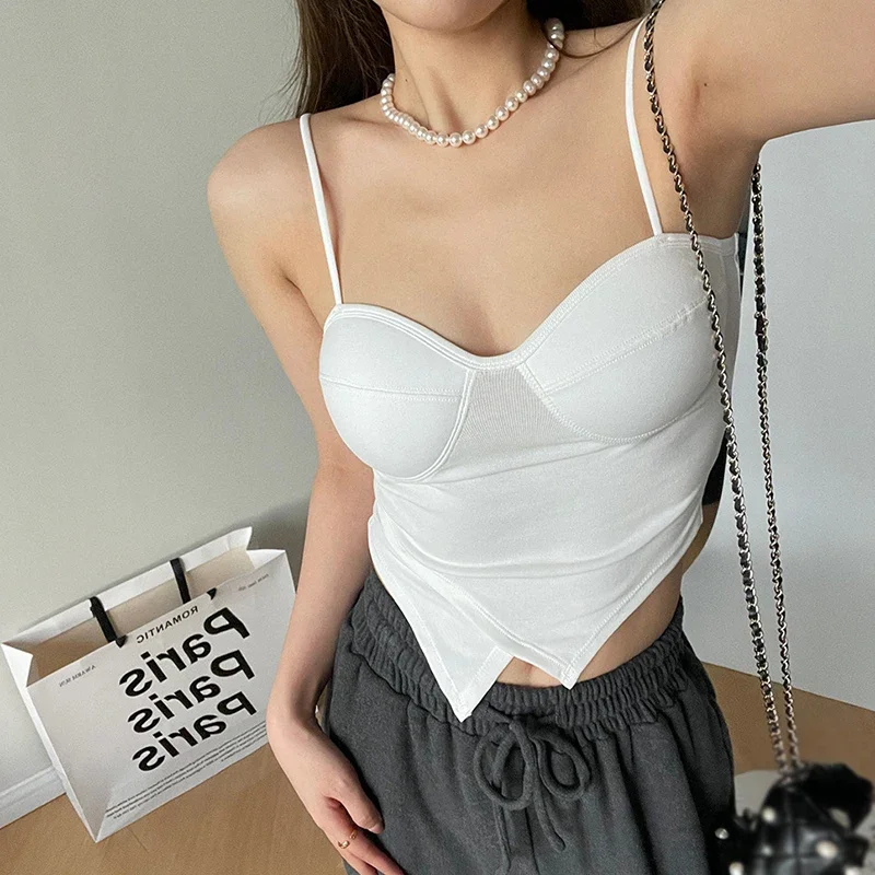 Sexy Sling Vest Crop Top Women Summer Casual Sleeveless Camisole 5 Colors Fashion Streetwear Tank