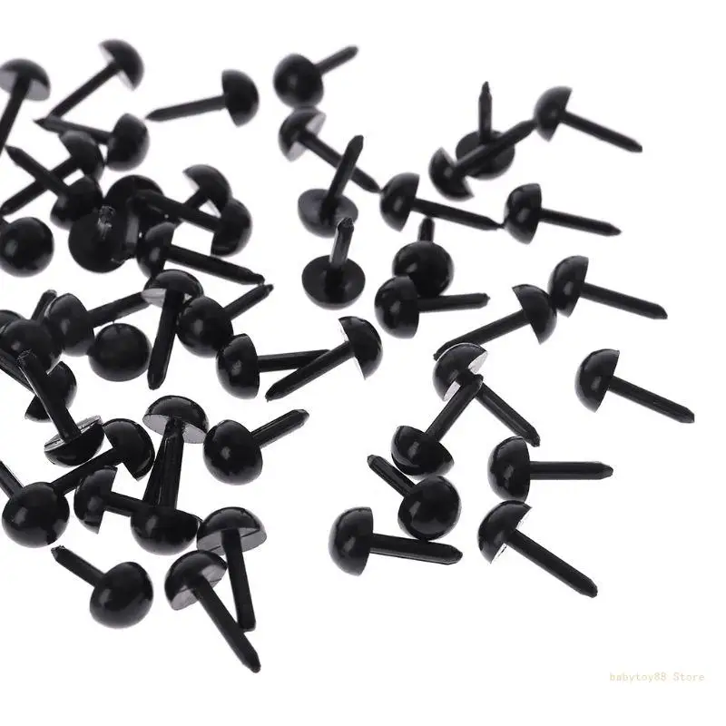 Y4UD 100Pcs 3mm/4mm/5mm/6mm DIY for Doll Puppet Plastic Black Pin Safety Eyes For Han