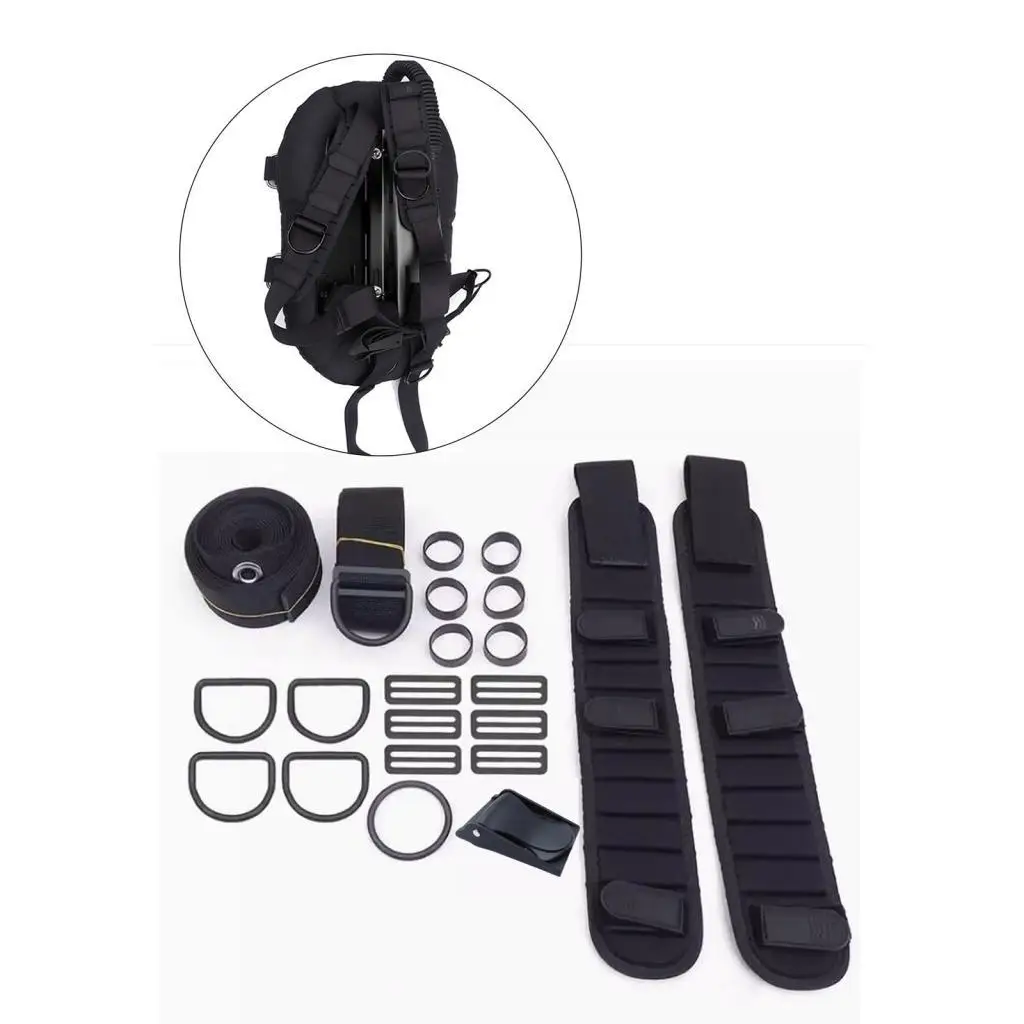 Scuba Diving Backplate Dir Harness Set D Rings BCD Holder Crotch Strap Set